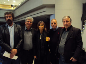 Ο Νίκος Βερλεκης, ο Τάσος Κατωπόδης, η Λιζέτα Νικολάου, ο Κώστας Σκόνδρας και ο Γιάννης Μητρόπουλος σε εκδήλωση